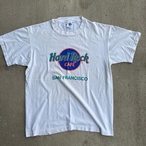 Vintage 90's Hard Rock‎ Cafe San Francisco White Large VTG T-Shirt Single Stitch